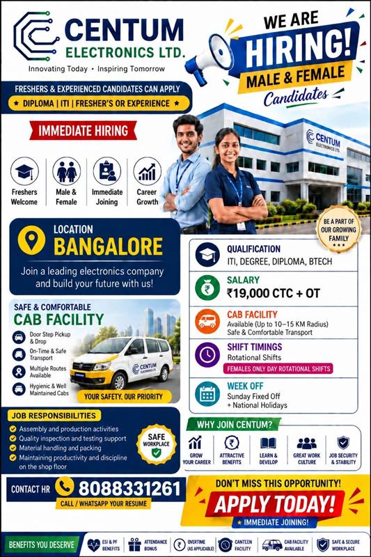 Centum Electronics — Hiring